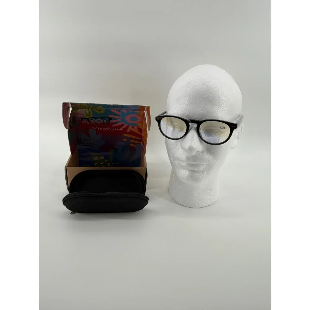 MicroVision Optical Forte Blue Light Readers Shiny Black +0.00 Neox Glasses